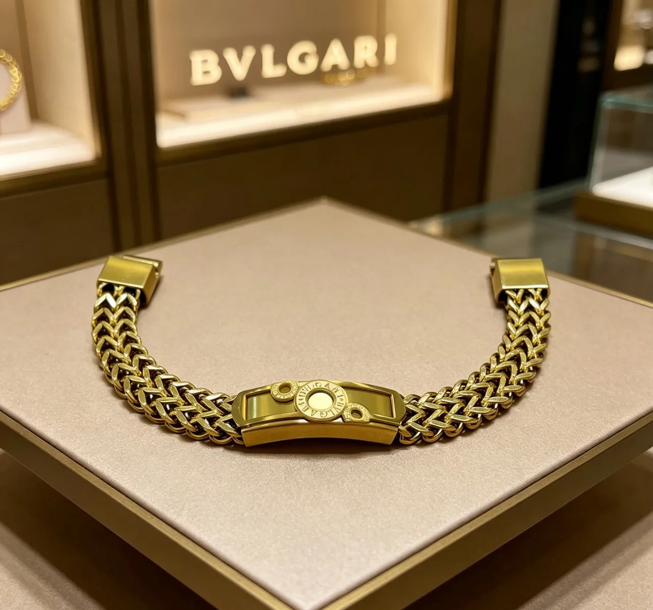 Bvlgari Woven Chain Gold-Tone Bracelet 9