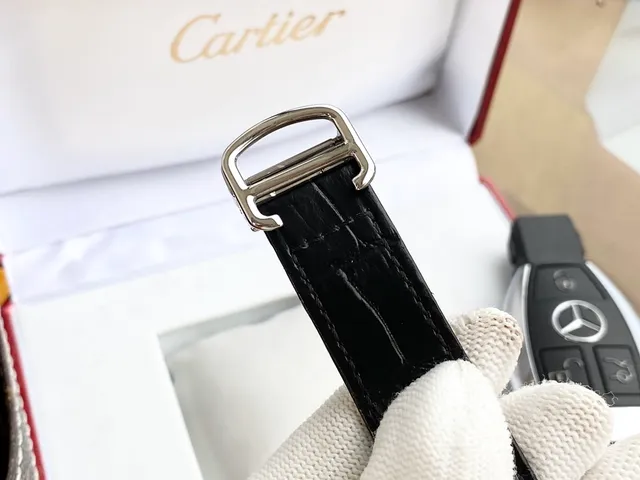 Cartier Ballon Bleu Silver Black Cushion-Shaped Case Blue Sapphire Cabochon Crown Mechanical Watch 2