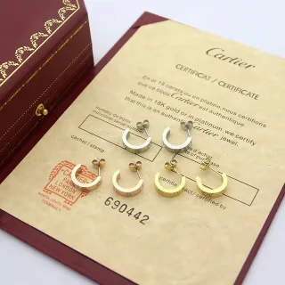 Cartier সোনা রুপো চাঁদাকার হুপ ইয়াররিংস স্ক্রু-ব্যাক ক্লোজার