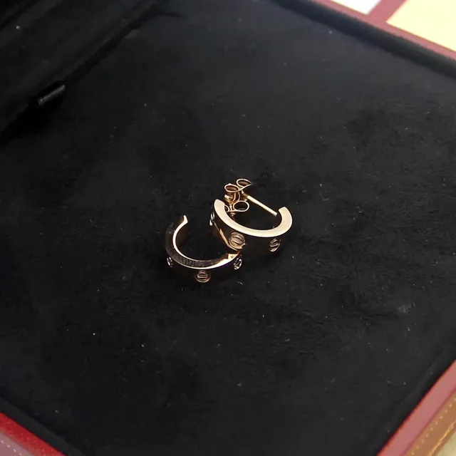Cartier Boucles d'oreilles Or Argent Croissant Hoop Fermeture à vis 3