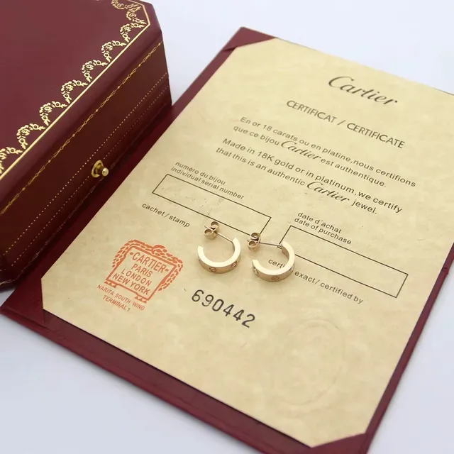 Cartier Boucles d'oreilles Or Argent Croissant Hoop Fermeture à vis 4