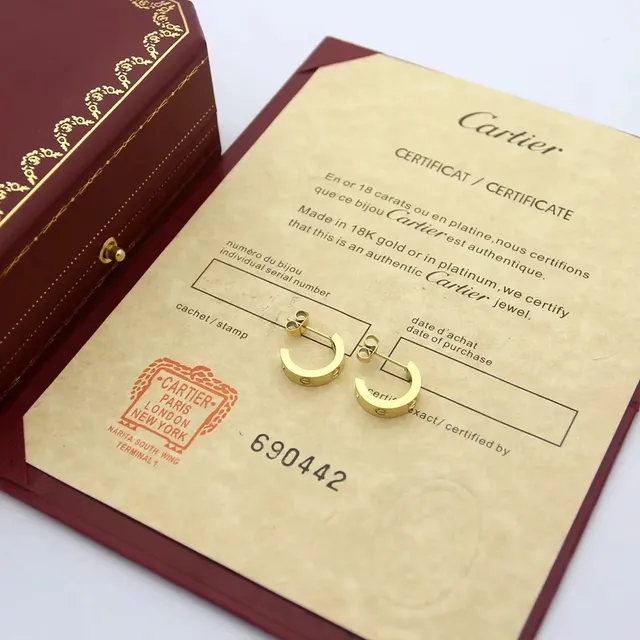Cartier Boucles d'oreilles Or Argent Croissant Hoop Fermeture à vis 5