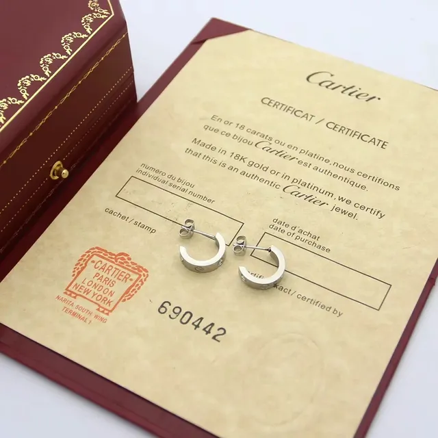 Cartier Boucles d'oreilles Or Argent Croissant Hoop Fermeture à vis 6
