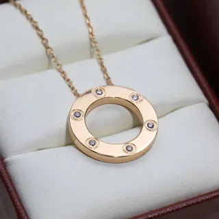 Cartier Juste un Clou Gold Silver Open Circular Hoop Six Bezel-Set Stones Necklace