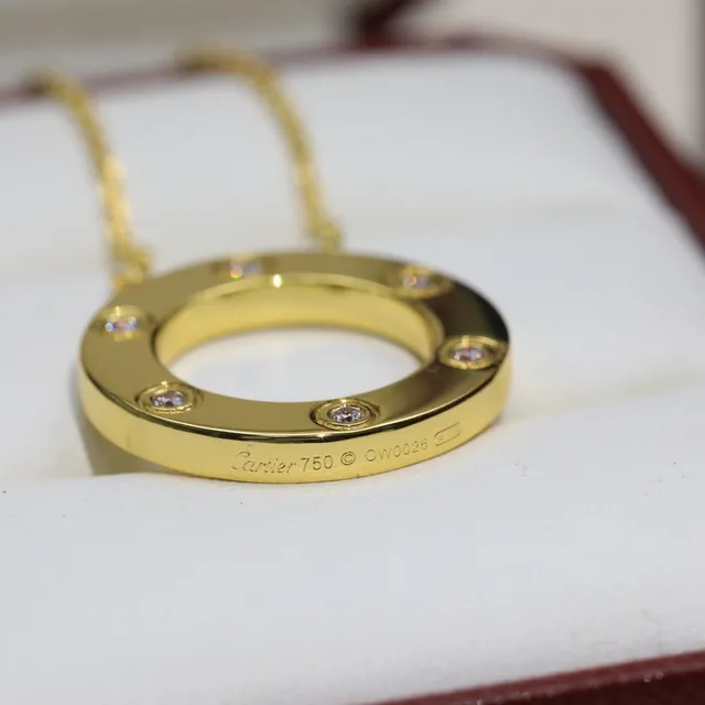 Cartier Juste un Clou Gold Silver Open Circular Hoop Six Bezel-Set Stones Necklace 6