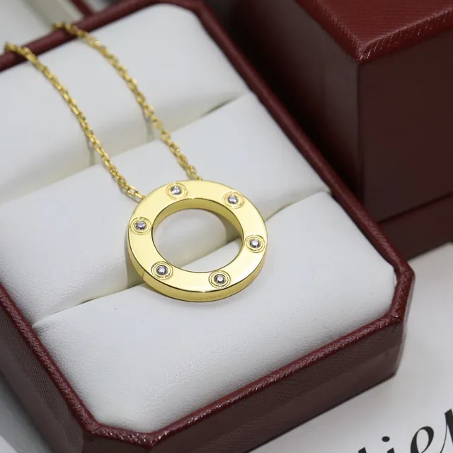 Cartier Juste un Clou Gold Silver Open Circular Hoop Six Bezel-Set Stones Necklace 8