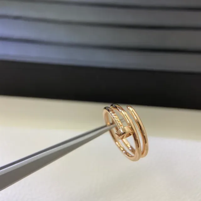Cartier Juste un Clou 银金 双带 钉子图案 戒指 4