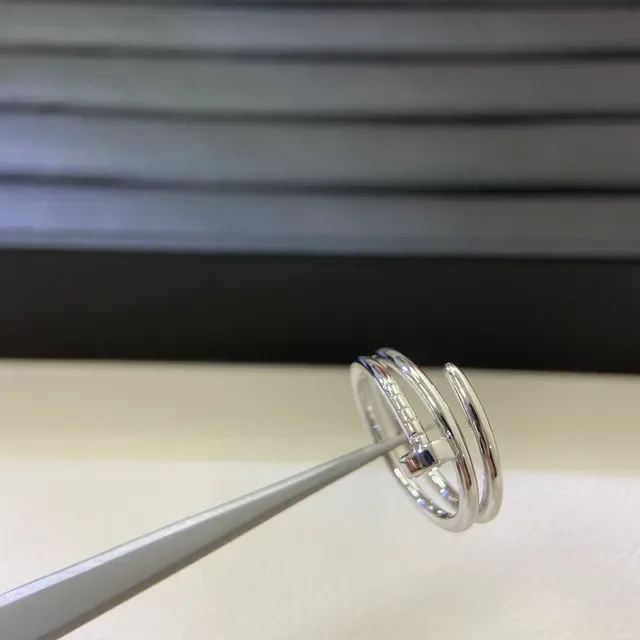 Cartier Juste un Clou 银金 双带 钉子图案 戒指 5