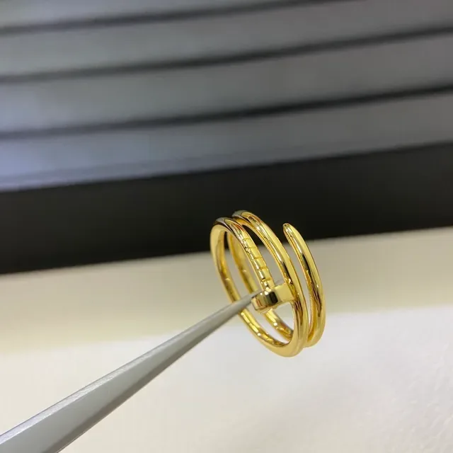 Cartier Juste un Clou 银金 双带 钉子图案 戒指 6
