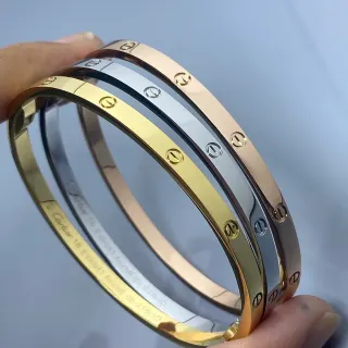 Cartier Love Bracelet Triple-Tone Polished Metal Stacked Bracelets