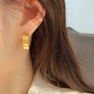 Cartier Love Single Stone Gold Hoop Earring