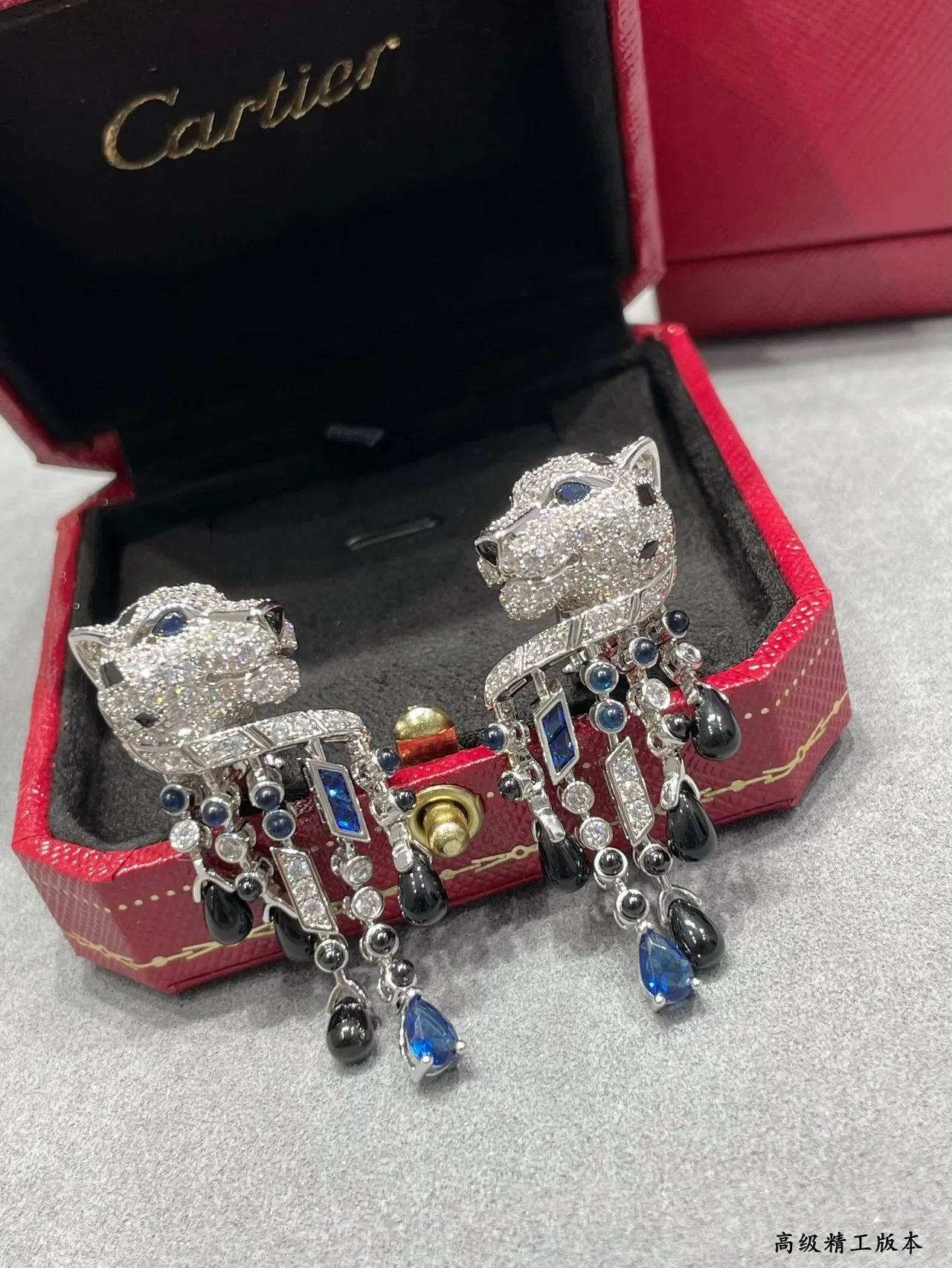 Cartier Panthère de Cartier Panther Head Pavé Diamond and Gemstone Earring 4