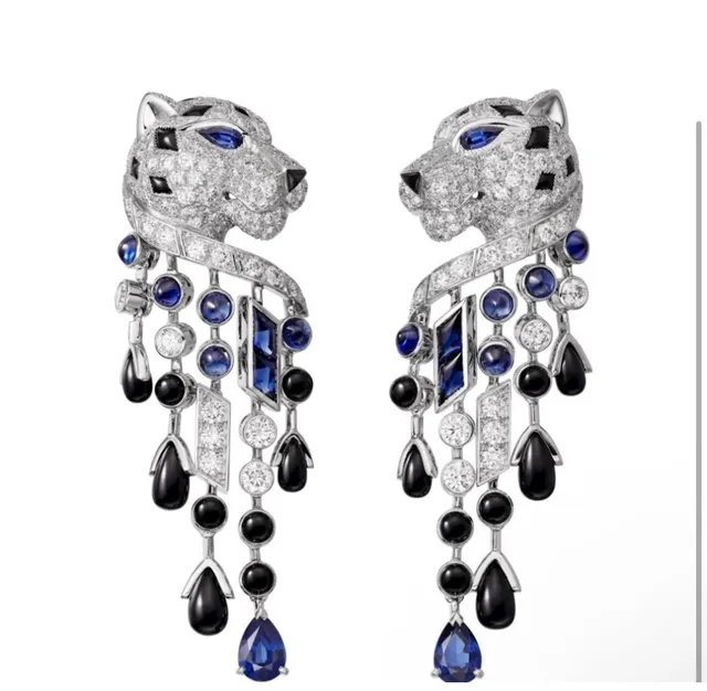Cartier Panthère de Cartier Panther Head Pavé Diamond and Gemstone Earring 8