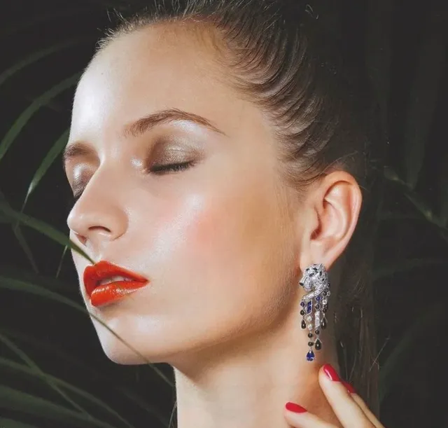 Cartier Panthère de Cartier Panther Head Pavé Diamond and Gemstone Earring 9