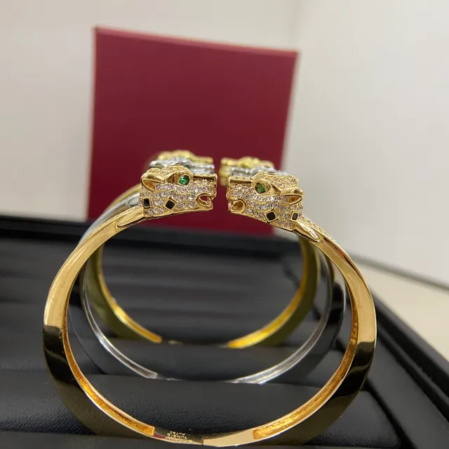 Cartier Panthère 黄金银 Pavé-Set 豹头图案手链 4