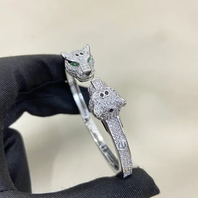 Cartier Panthère 黄金银 Pavé-Set 豹头图案手链 6
