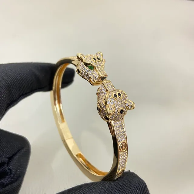 Cartier Panthère 黄金银 Pavé-Set 豹头图案手链 8