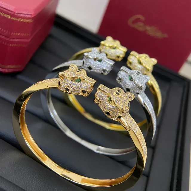 Cartier Panthère 黄金银 Pavé-Set 豹头图案手链 9