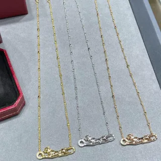 Cartier Panthère Panther Motif Beaded Chain Necklace