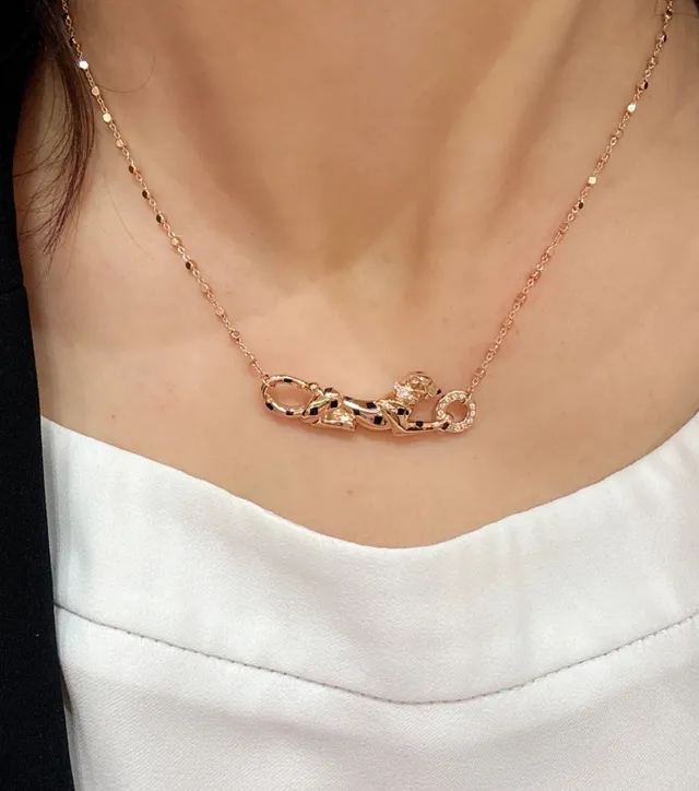 Cartier Panthère Panther Motif Beaded Chain Necklace 9