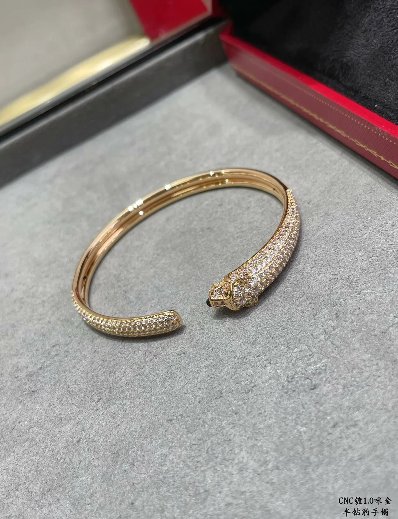 Cartier Panthère Pavé Panther Head Open Bangle Bracelets 8