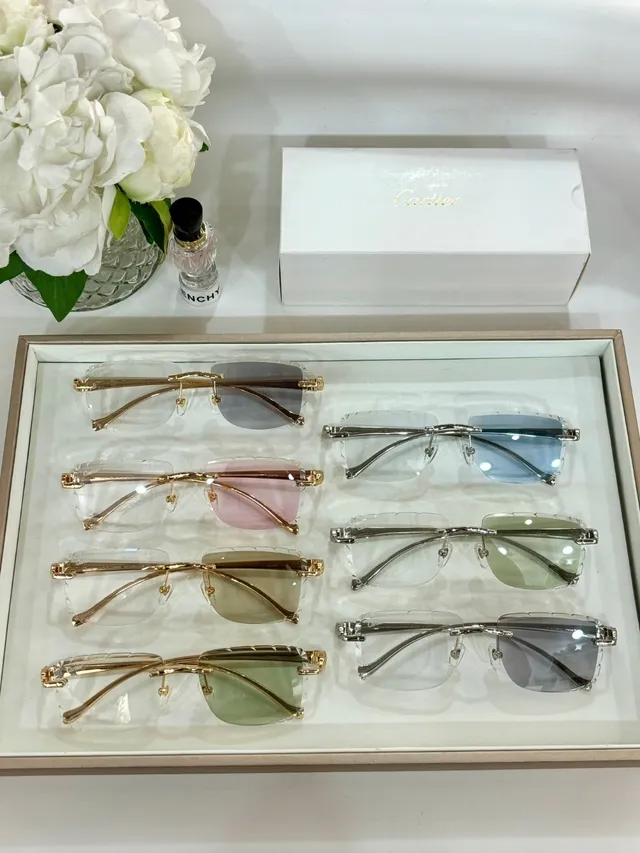 Cartier Panthère Rimless Gold-Tone Scalloped Sunglasses 2