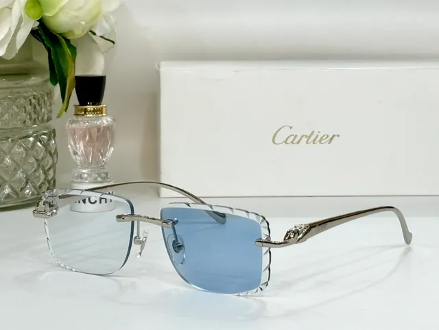 Cartier Panthère Rimless Gold-Tone Scalloped Sunglasses 3