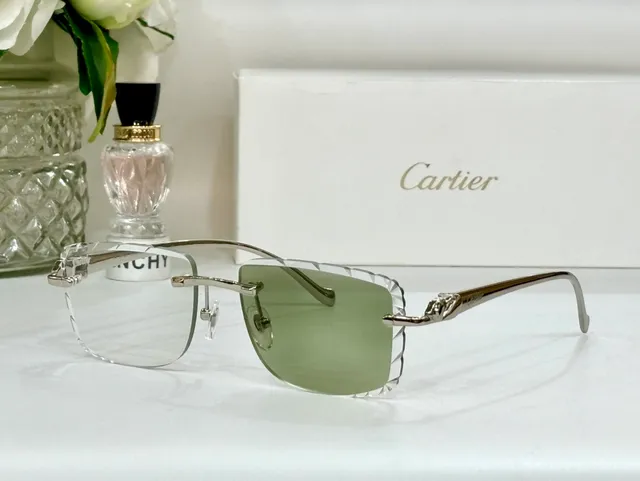 Cartier Panthère Rimless Gold-Tone Scalloped Sunglasses 4
