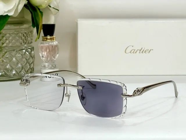 Cartier Panthère Rimless Gold-Tone Scalloped Sunglasses 5