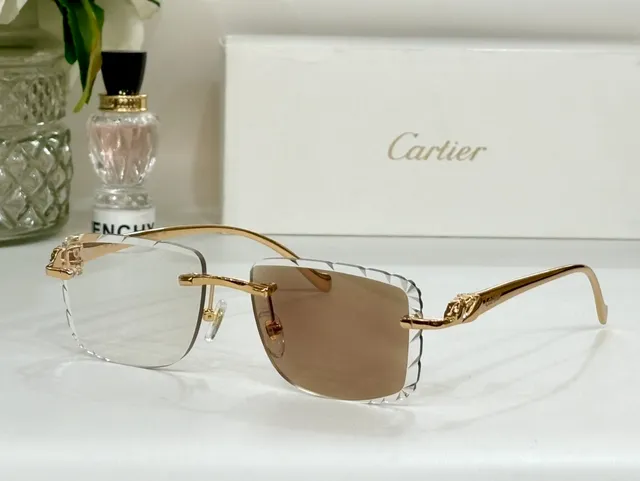Cartier Panthère Rimless Gold-Tone Scalloped Sunglasses 6