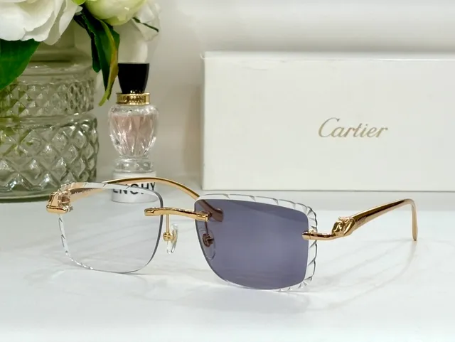 Cartier Panthère Rimless Gold-Tone Scalloped Sunglasses 7