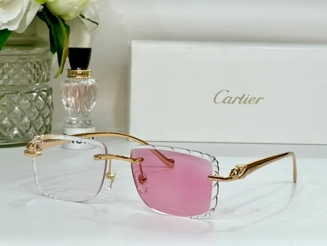 Cartier Panthère Rimless Gold-Tone Scalloped Sunglasses 8