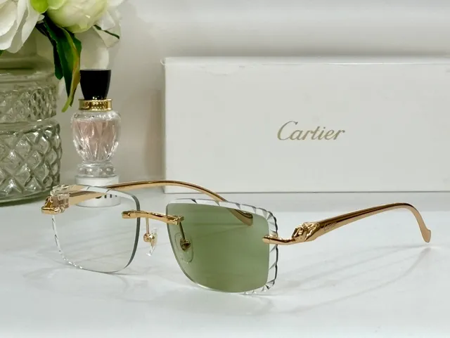 Cartier Panthère Rimless Gold-Tone Scalloped Sunglasses 9