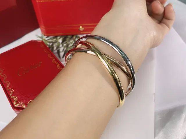 Cartier Trinity Bracelet Triple-Bande Entrelacé en Or et Argent 6