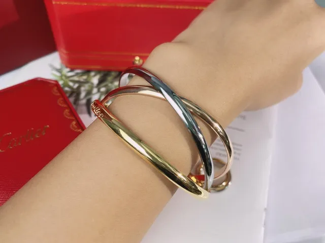 Cartier Trinity Bracelet Triple-Bande Entrelacé en Or et Argent 7