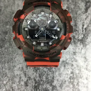 Casio G-Shock GA-100 Camouflage Orange Sports Watch