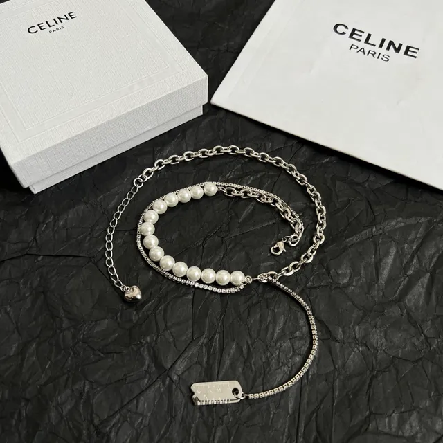 Celine Collier de Chaîne avec Perles et Cristaux en Couches 3
