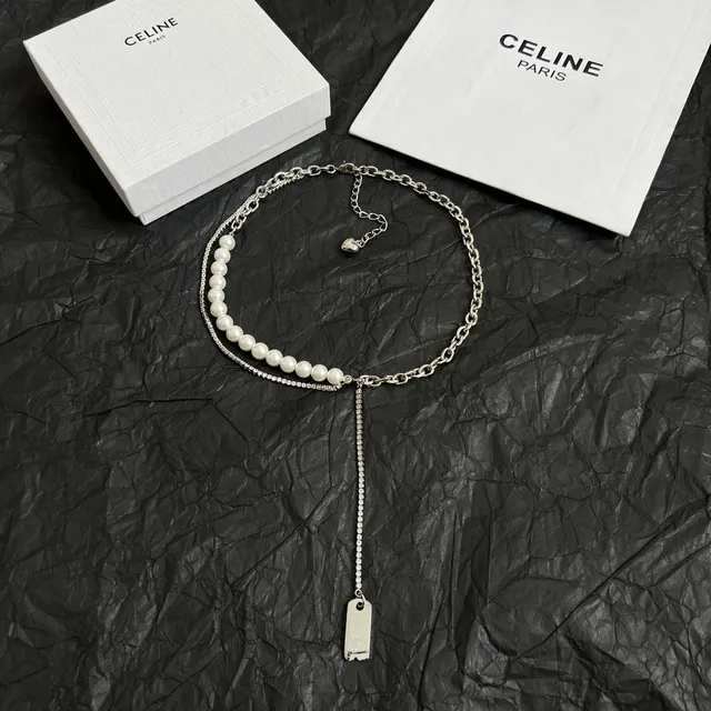 Celine Collier de Chaîne avec Perles et Cristaux en Couches 5