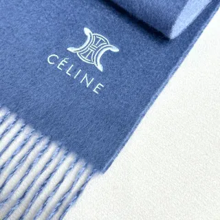 Celine Triomphe এমব্রয়ডারি নীল ক্যাশমিয়ার স্কার্ফ