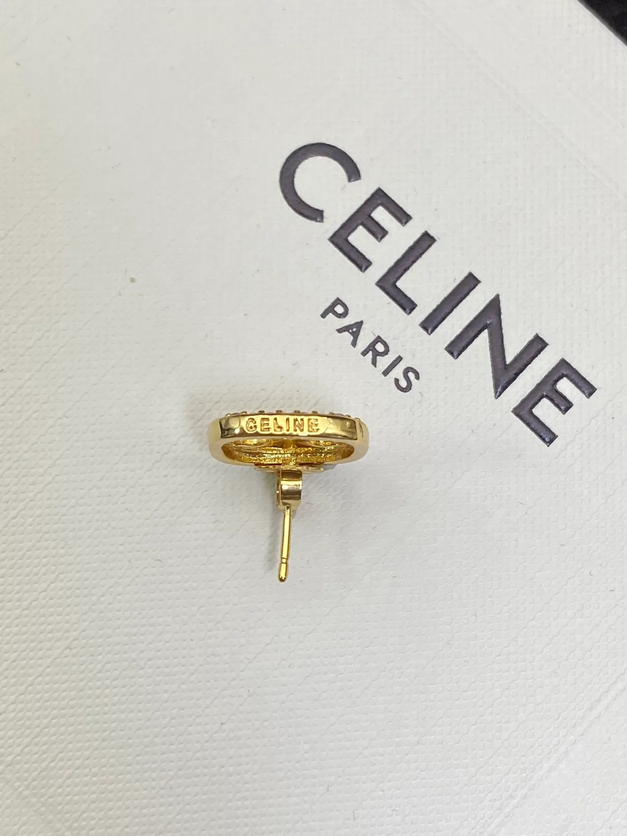 Celine Triomphe dourados Pavê Cristal quadrados brincos 2