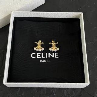 Celine Triomphe Gold-Tone मोती ईयररिंग्स