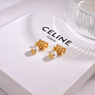 Celine Triomphe सोना सफेद ज्यामितीय प्रतीक खेती की मोती लटकन कनक