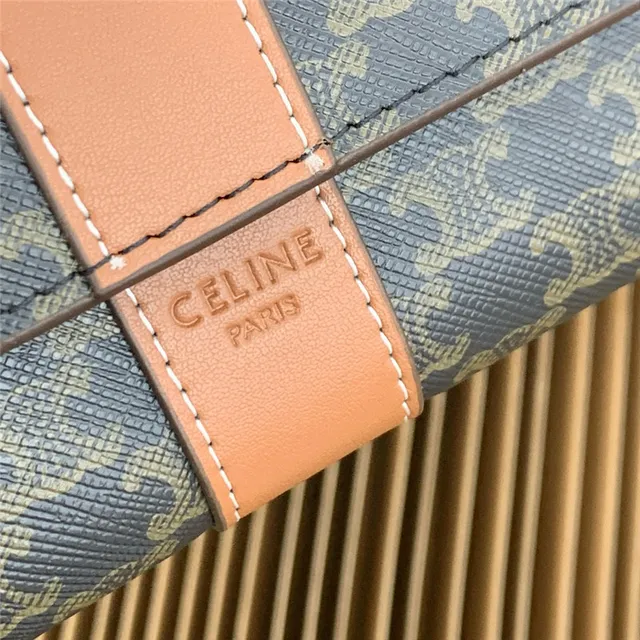 Celine Triomphe Monogram Gray and Tan Long Wallet 5