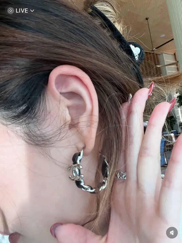 Chanel Blue Gold Large Hoop Fabric-Wrapped Earrings 3