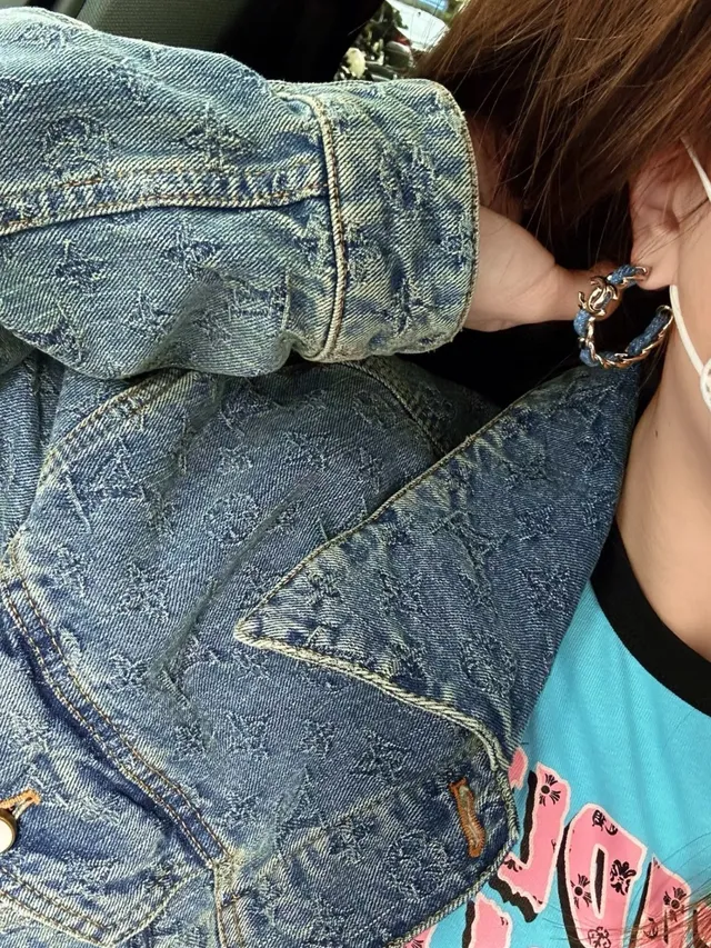 Chanel Blue Gold Large Hoop Fabric-Wrapped Earrings 7