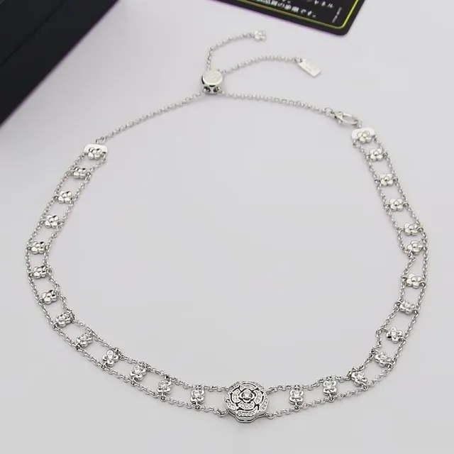 Chanel Camélia Choker ton argent Pavé gemmes collier 3