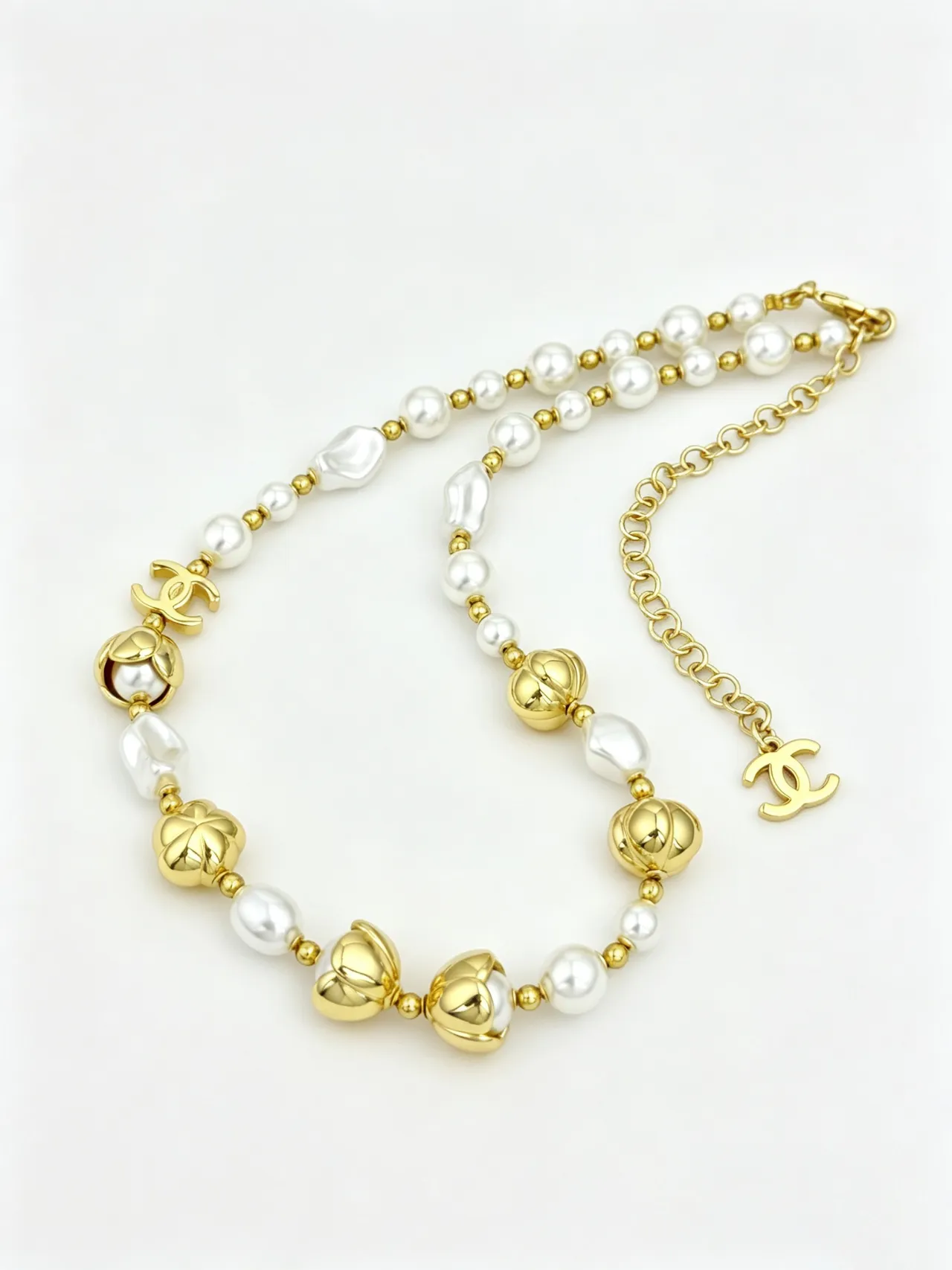 Chanel Camellia collier de perles chaîne en or blanc collier de perles cultivées 8