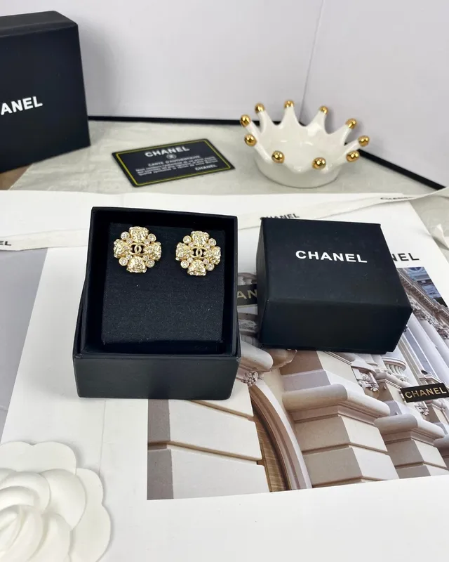 Chanel CC Cross Crystal Gold-Tone Stud Earrings 4