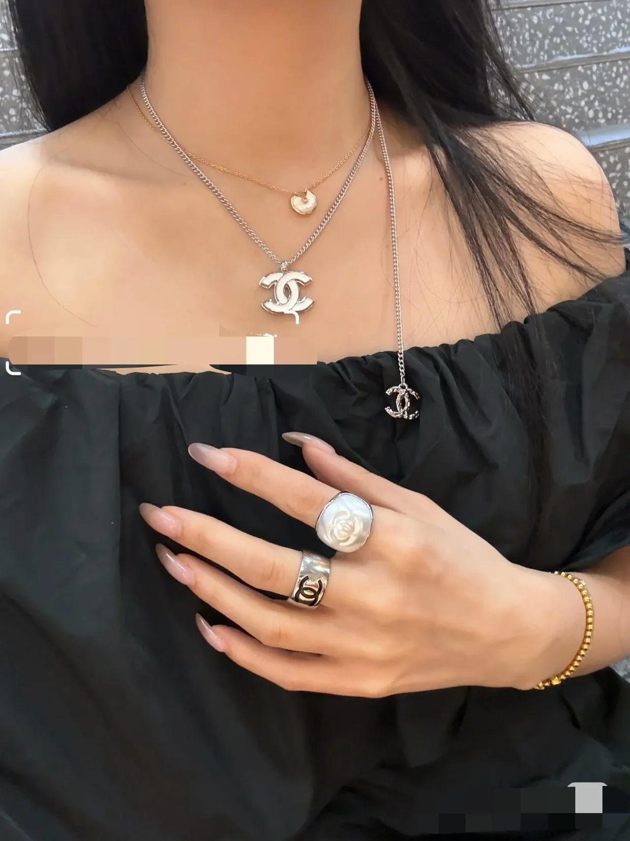 Chanel CC Logo Necklace Silver White Curb Chain Interlocking Pendant Necklace 11