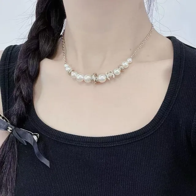 Chanel CC 珍珠项链 金色链条项链 2